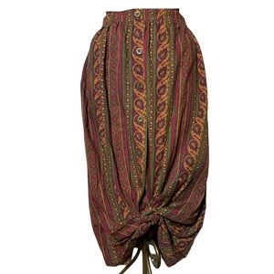 Green Yellow Pink Paisley Button Skirt